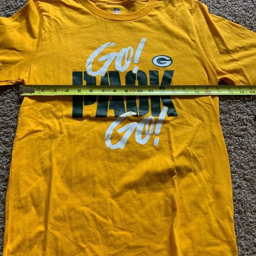 NFL Green Bay Packers Kids T-Shirt Yellow Go Pack Go Boys Size 16 Youth Tee - Picture 5 of 8